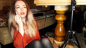 wife smokes a cigarette watching her husband fuck her friend