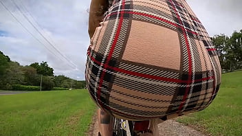 girl selfucking while riding a bike